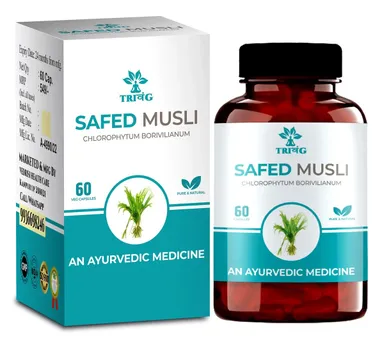 Trivang Safed Musli Capsules for Immunity Strength Stamina Energy Booster Ayurvedic Herbal Supplement for Men Vitality Power Capsules 60 Count thumbnail 2