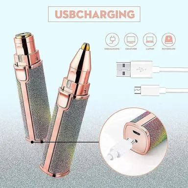 Electric Facial Hair Remover Pen Style Multi Head Rechargeable Painless Eyebrow Trimmer for Women Upper Lip Chin Nose Face Hair Removal Machine Portable USB Cordless Razor thumbnail 1