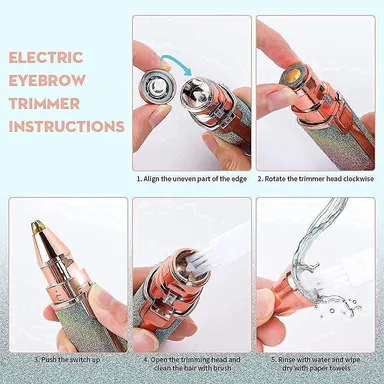 Electric Facial Hair Remover Pen Style Multi Head Rechargeable Painless Eyebrow Trimmer for Women Upper Lip Chin Nose Face Hair Removal Machine Portable USB Cordless Razor thumbnail 2