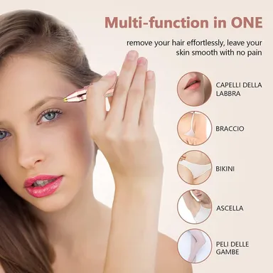Electric Facial Hair Remover Pen Style Multi Head Rechargeable Painless Eyebrow Trimmer for Women Upper Lip Chin Nose Face Hair Removal Machine Portable USB Cordless Razor thumbnail 3