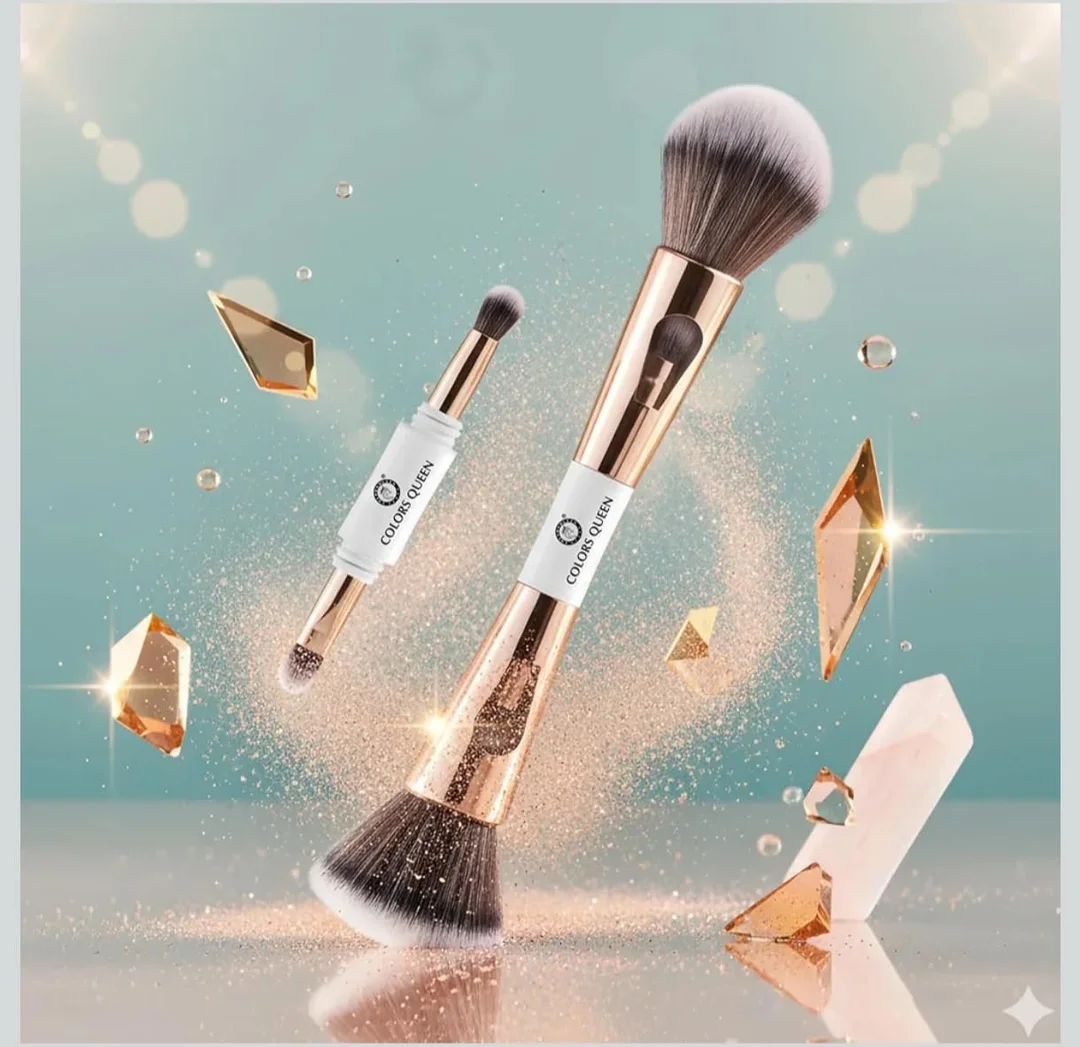 4 Piece Retractable Double Ended Makeup Brush Set 4 in 1 Travel Cosmetic Brush Kit Portable Foundation Powder Blush Concealer Eyeshadow Multi Use Soft Synthetic Bristles image 2