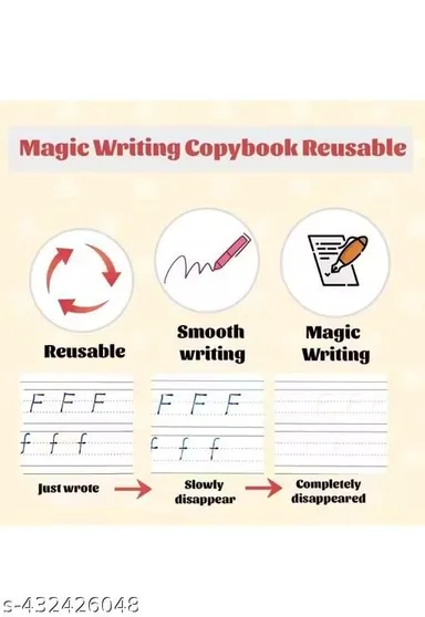 Reusable Handwriting Practice Copybook Set for Kids Alphabet Numbers Drawing Calligraphy Workbook 4 Books + Magic Pen + 10 Refills Early Writing Skills Preschoolers Learning Kit thumbnail 1