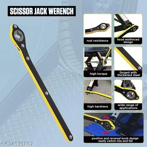 Heavy Duty Car Jack Ratchet Wrench Tool Long Handle Scissor Jack Handle Universal Steel Jack Lever Reversible Knob Tyre Changing Tool for Cars SUV India image 3