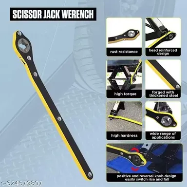 Heavy Duty Car Jack Ratchet Wrench Tool Long Handle Scissor Jack Handle Universal Steel Jack Lever Reversible Knob Tyre Changing Tool for Cars SUV India thumbnail 2