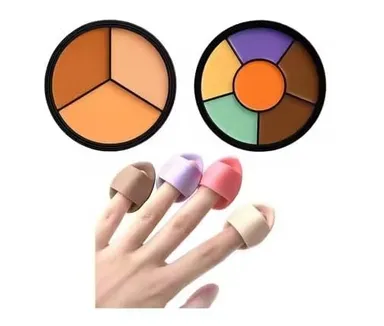 Concealer Color Corrector Palette Full Coverage Makeup Kit for Dark Circles Blemishes Spots Adjustable 3‑in‑1 6‑in‑1 Face Conceal Fix Cream with Puff Applicators