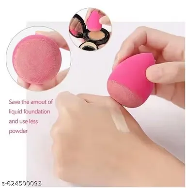  Multicolour 3‑Piece Foundation Makeup Sponge Blender Set with Dense Soft Foundation Brush + Beauty Blenders for Liquid & Powder Cosmetics Application, Multicolor Wet & Dry Use thumbnail 1