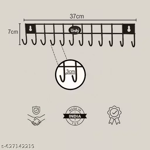 Stainless Steel Wall Mounted Cloth Hanger 12 Hooks Door Hook Rail 14.5 Inch Silver Multipurpose Bathroom Towel Rack Kitchen Hanging Organizer Rustproof Heavy Duty Space Saving Hook Stand Pack of 2 image 4