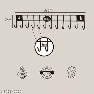 Stainless Steel Wall Mounted Cloth Hanger 12 Hooks Door Hook Rail 14.5 Inch Silver Multipurpose Bathroom Towel Rack Kitchen Hanging Organizer Rustproof Heavy Duty Space Saving Hook Stand Pack of 2 thumbnail 3