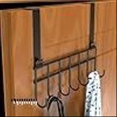 Over The Door 7 Hook Hanger Rack Black No Drill Door Organizer for Clothes Towels Bags Belts Stainless Steel Heavy Duty Bathroom Bedroom Kitchen Storage Hook thumbnail 3