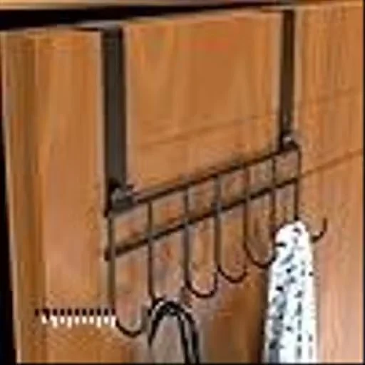 Over The Door 7 Hook Hanger Rack Black No Drill Door Organizer for Clothes Towels Bags Belts Stainless Steel Heavy Duty Bathroom Bedroom Kitchen Storage Hook image 1