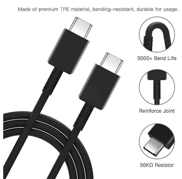 68W Fast Charging Type C to Type C Cable | USB C PD Turbo Charge Cable | 1 Meter Fast Data Sync Charging Wire for Android Mobile, Tablet & Laptop image 2