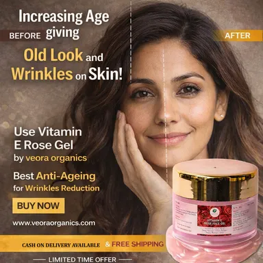Veora Organics Vitamin E Rose Face Gel | Hydrating & Anti Ageing Gel with Pure Rose Extract | Deep Nourishing Moisturizer for Skin Brightening, Wrinkle Care & Glow | Lightweight Face Gel | 100g thumbnail 3