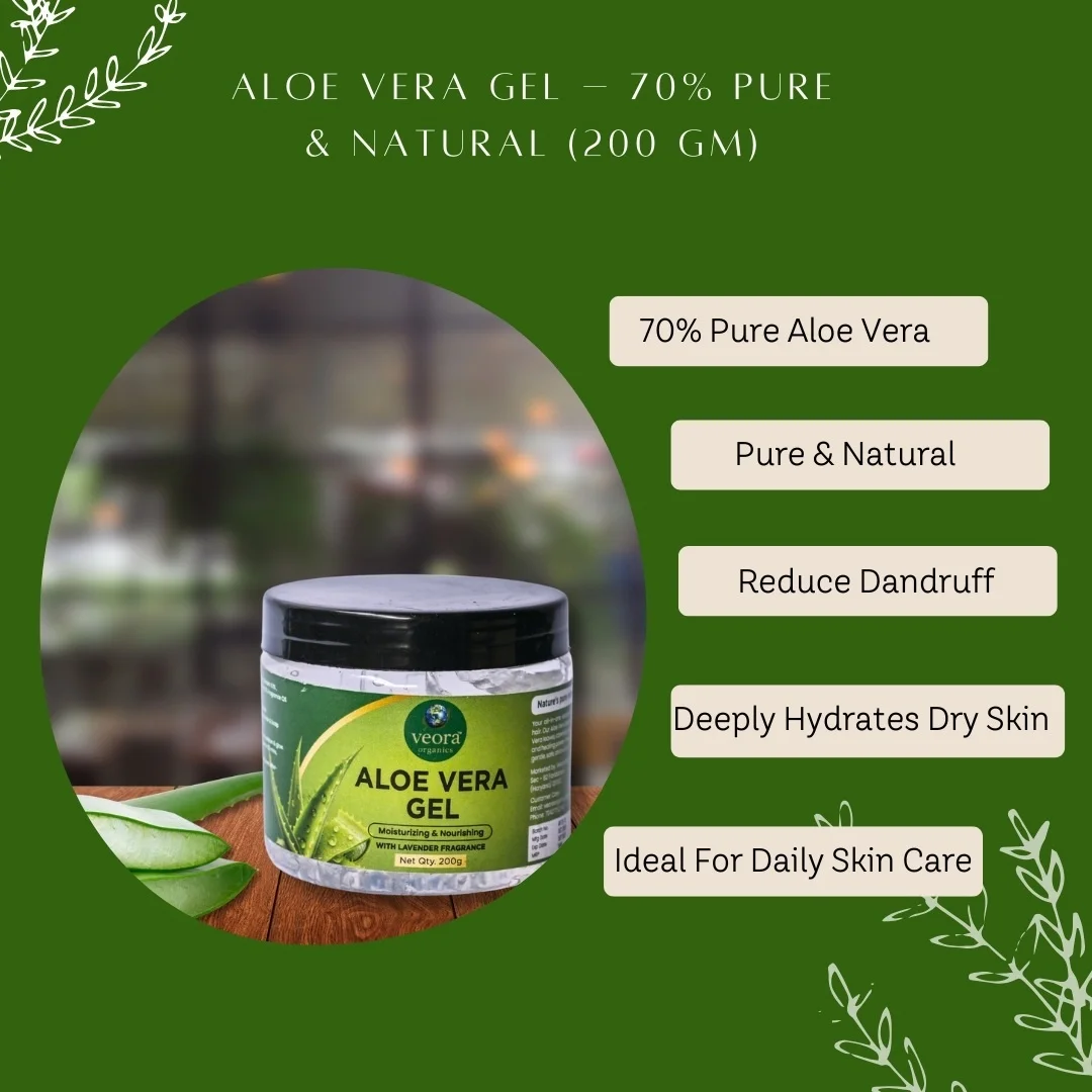 Veora Organics Aloe Vera Gel with Lavender Fragrance | Moisturizing & Nourishing Multipurpose Gel for Face, Skin & Hair | Hydrating Aloe Vera Gel for Soft, Smooth & Healthy Skin | Lightweight Daily Care | 200g image 3