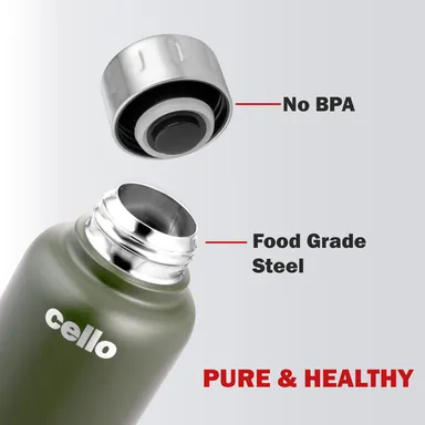 Cello Duro Top 750ml Thermosteel Insulated Flask – Leak-Proof, DTP Coated, Green thumbnail 2