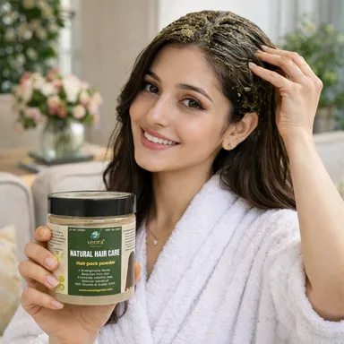 Veora Organics Natural Hair Care Powder | 24 Ayurvedic Herbs Hair Pack with Amla, Reetha, Shikakai, Brahmi & Bhringraj | Herbal Hair Mask for Hair Growth, Hair Fall Control & Anti-Dandruff | Chemical-Free Scalp Care | 200g thumbnail 1