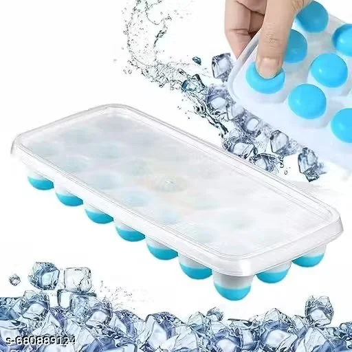 Silicone Ice Cube Trays with Lids BPA Free Easy Release Flexible Ice Tray for Freezer Stackable No Spill Ice Mold Dishwasher Safe Blue Green Set for Home Kitchen Drinks image 2