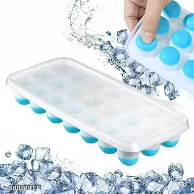Silicone Ice Cube Trays with Lids BPA Free Easy Release Flexible Ice Tray for Freezer Stackable No Spill Ice Mold Dishwasher Safe Blue Green Set for Home Kitchen Drinks thumbnail 1