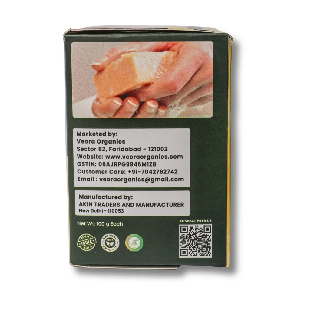 Veora Organics Handmade Soap Combo Pack | Natural Bath Soap with Haldi, Calamine, Aloe Vera & Multani Mitti | Chemical-Free Herbal Soap for Skin Cleansing & Nourishment | Suitable for All Skin Types | 100g Each (Pack of 4) image 3
