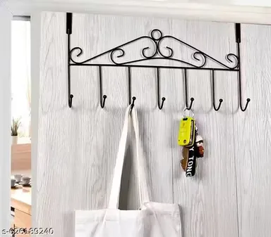 Heavy Duty Over The Door Hook Rack 7 Hook Metal Hanger For Clothes Towels Bags Coats Space Saving Door Organizer For Bedroom Bathroom Entryway Rust Resistant Black thumbnail 1