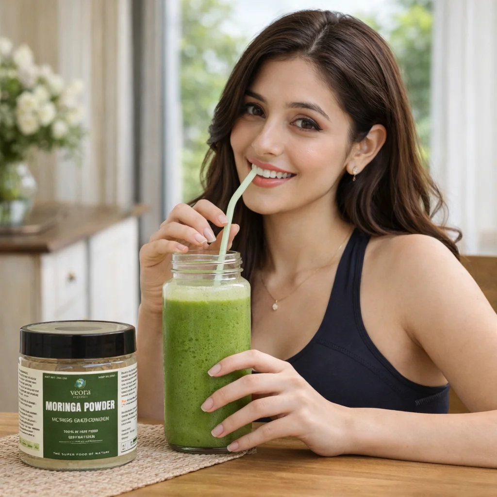 Veora Organics Moringa Powder | 100% Natural Shade-Dried Moringa Leaf Powder | Chemical-Free Vegan Superfood | Rich in Nutrients & Antioxidants | Herbal Supplement for Health & Immunity | 200g image 2