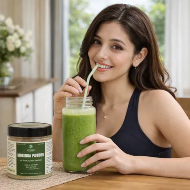Veora Organics Moringa Powder | 100% Natural Shade-Dried Moringa Leaf Powder | Chemical-Free Vegan Superfood | Rich in Nutrients & Antioxidants | Herbal Supplement for Health & Immunity | 200g thumbnail 1