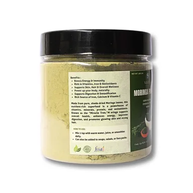 Veora Organics Moringa Powder | 100% Natural Shade-Dried Moringa Leaf Powder | Chemical-Free Vegan Superfood | Rich in Nutrients & Antioxidants | Herbal Supplement for Health & Immunity | 200g thumbnail 2