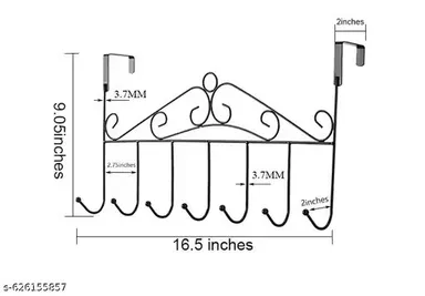 Heavy Duty Over The Door 7 Hook Metal Hanger Rack Black Rust Proof Clothes Towel Bag Coat Organizer Space Saving Door Hooks for Bedroom Bathroom Entryway India thumbnail 3