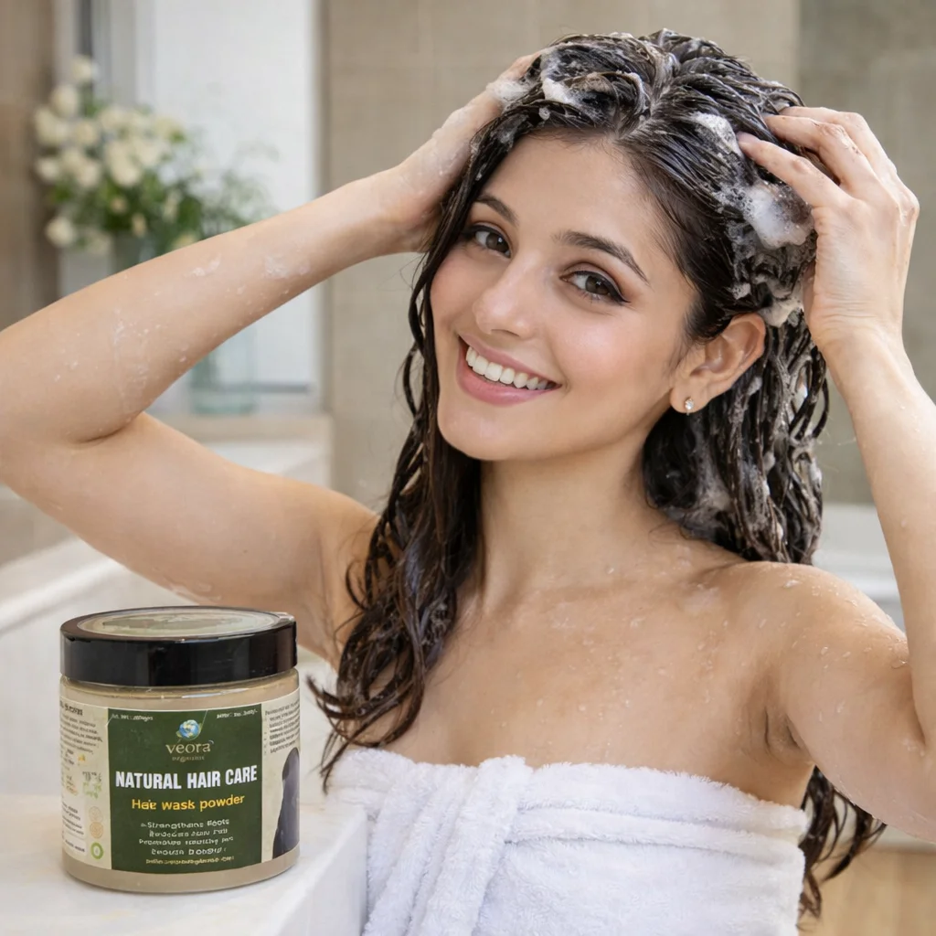 Veora Organics Herbal Hair Wash Powder | Natural Shampoo Powder with Amla, Reetha, Shikakai, & Rosemary | Chemical Free Hair Cleanser for Hair Growth, Dandruff Control & Scalp Care | 200g image 3