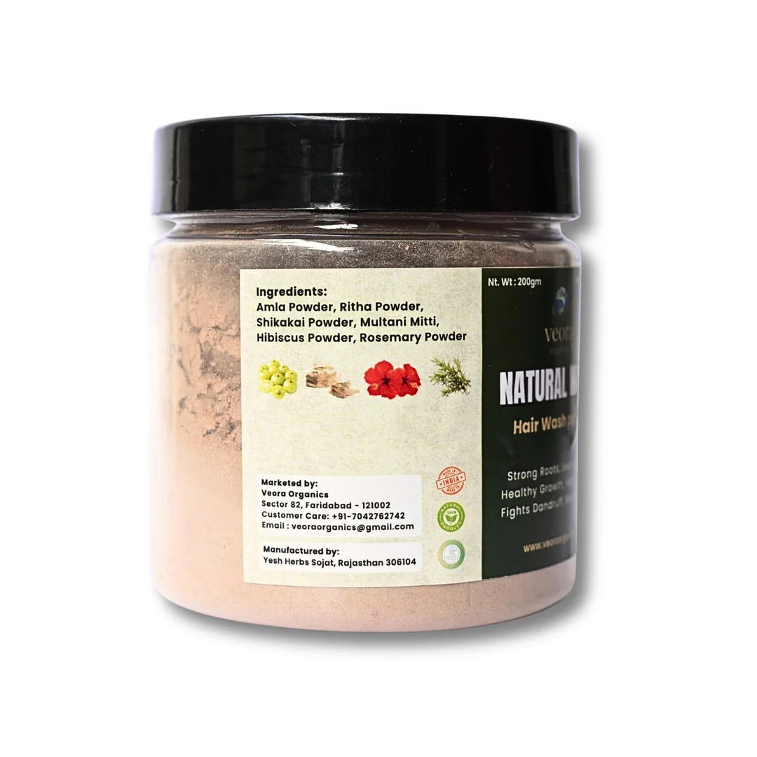 Veora Organics Herbal Hair Wash Powder | Natural Shampoo Powder with Amla, Reetha, Shikakai, & Rosemary | Chemical Free Hair Cleanser for Hair Growth, Dandruff Control & Scalp Care | 200g image 5