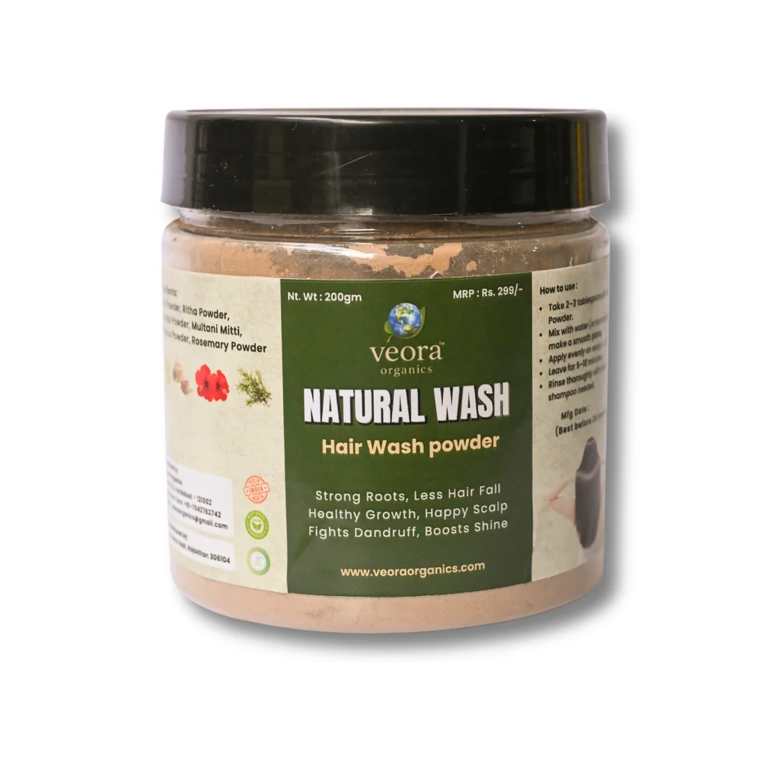 Veora Organics Herbal Hair Wash Powder | Natural Shampoo Powder with Amla, Reetha, Shikakai, & Rosemary | Chemical Free Hair Cleanser for Hair Growth, Dandruff Control & Scalp Care | 200g image 1