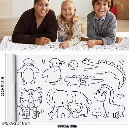 Vizaro Kids Drawing Paper Roll for Coloring Art Craft Long Sketch Roll for Children DIY Painting Activity Paper White Refill Roll for Toddler Creative Learning image 1