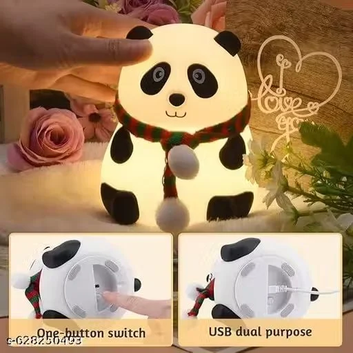 Rechargeable Silicone Panda Night Light for Kids Soft BPA Free LED Lamp 7 Colour Changing Cute Bedside Light for Baby Room Nursery Decor USB Touch Sensor Kids Gift India image 4