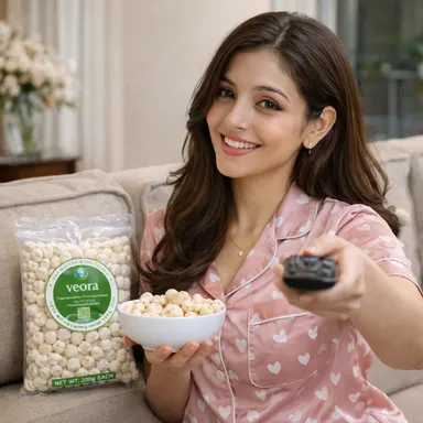 Veora Organics Makhana (Fox Nuts) Combo Pack | Premium A-Grade Natural Phool Makhana | Healthy Roasted Snack | High Protein & Fiber | Gluten-Free Superfood | 200g Each (Pack of 2) thumbnail 1