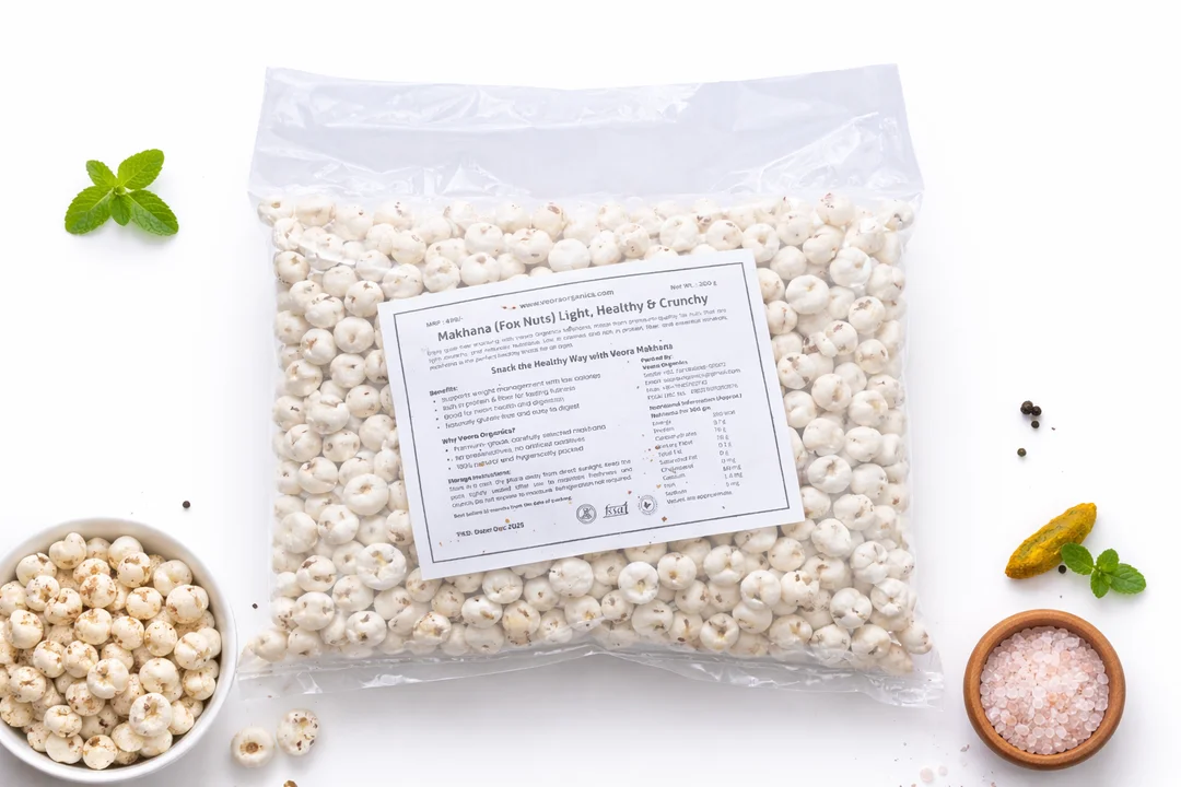 Veora Organics Makhana (Fox Nuts) Combo Pack | Premium A-Grade Natural Phool Makhana | Healthy Roasted Snack | High Protein & Fiber | Gluten-Free Superfood | 200g Each (Pack of 2) image 4