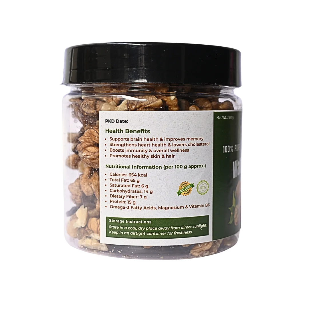 Veora Organics Kashmiri Walnut (Akhrot) | Premium Natural Walnuts | Rich in Omega-3, Protein & Fiber | Healthy Dry Fruit for Brain & Heart Health | Pure & Chemical-Free | 180g image 4