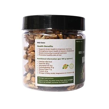 Veora Organics Kashmiri Walnut (Akhrot) | Premium Natural Walnuts | Rich in Omega-3, Protein & Fiber | Healthy Dry Fruit for Brain & Heart Health | Pure & Chemical-Free | 180g thumbnail 3