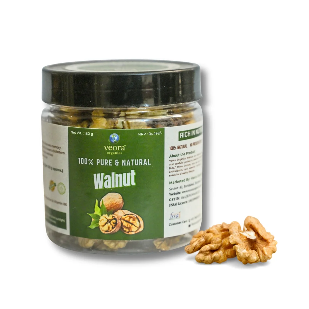 Veora Organics Kashmiri Walnut (Akhrot) | Premium Natural Walnuts | Rich in Omega-3, Protein & Fiber | Healthy Dry Fruit for Brain & Heart Health | Pure & Chemical-Free | 180g image 1