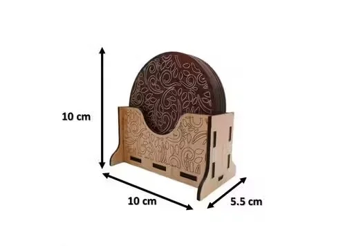 Premium Handcrafted Wooden Engraved Round Coaster Set of 6 with Decorative Holder for Tea Coffee Drinks Table Protection Rustic Art Home Decor Gift image 2
