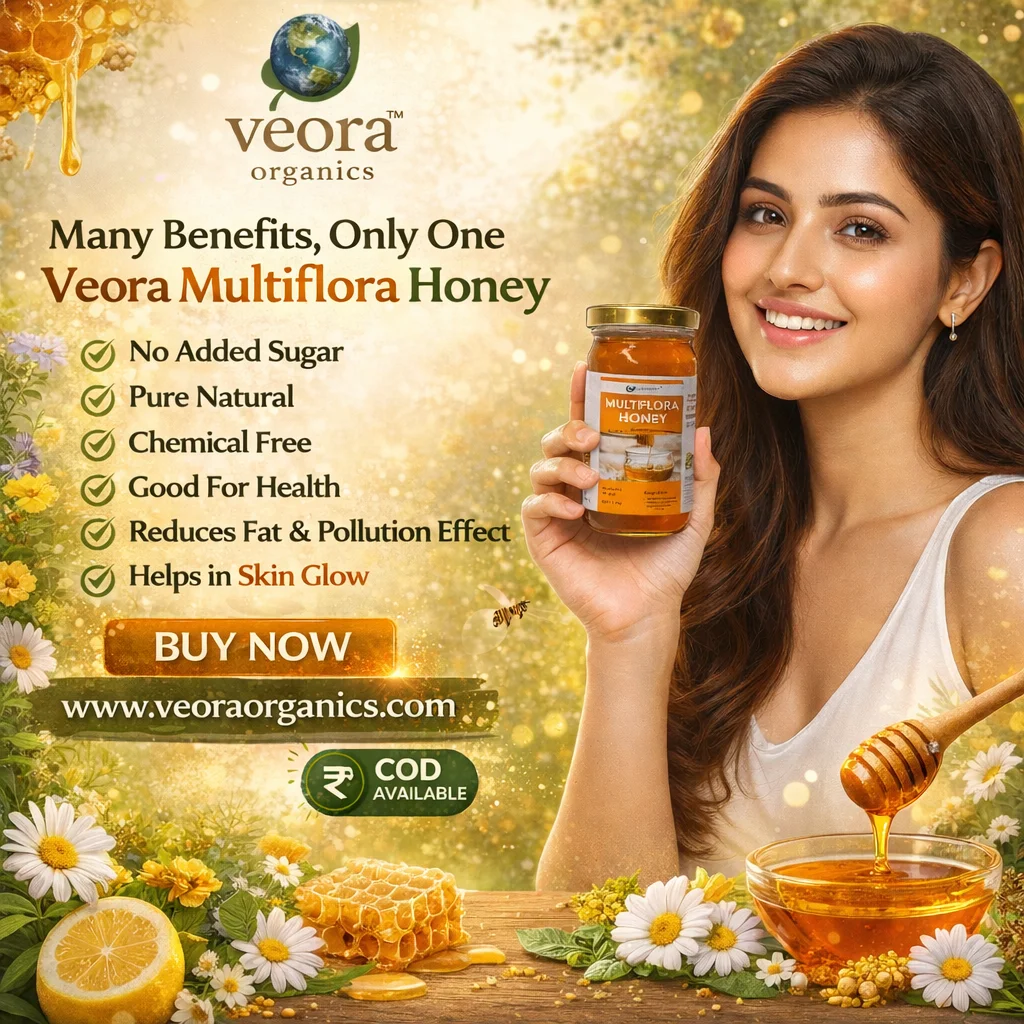 Veora Organics Multiflora Honey | 100% Pure & Natural Raw Honey | Chemical-Free Natural Sweetener | Rich in Antioxidants | Supports Immunity & Digestion | 250g image 3