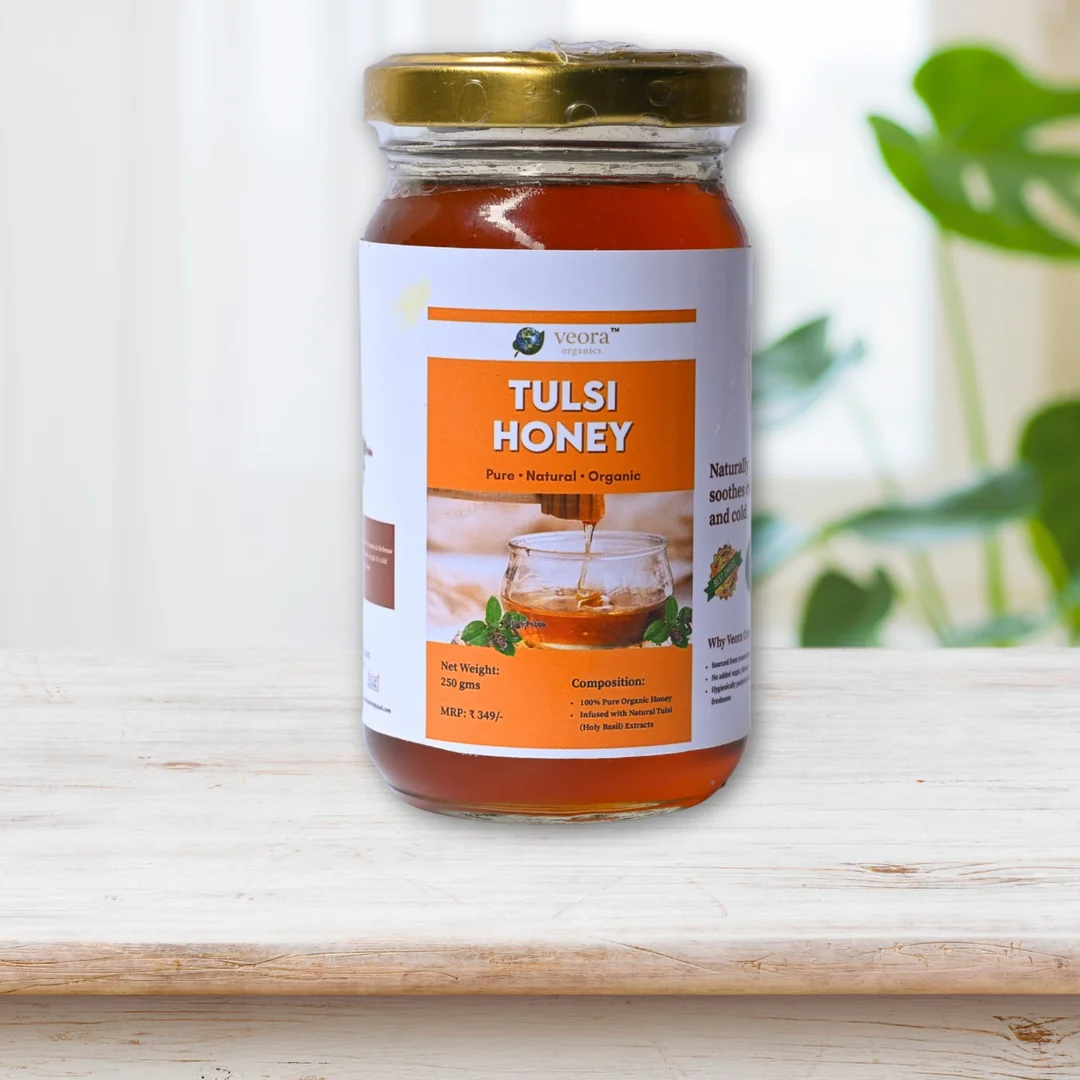 Veora Organics Tulsi Honey | 100% Pure & Natural Honey with Tulsi (Holy Basil) | Raw Unprocessed Honey | Immunity Booster for Cough, Cold & Throat Relief | Natural Sweetener | 250g image 3