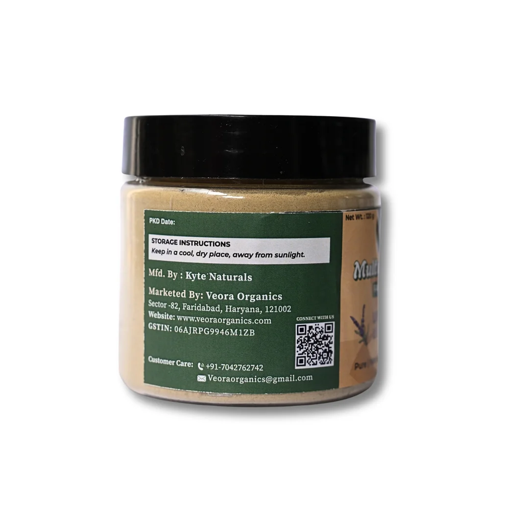 Veora Organics Multani Mitti Face Pack with Lavender | Natural Skin Brightening Face Pack with Banana Powder, Mulethi & Chandan | Oil Control, Tan Removal & Deep Cleansing | Herbal Face Mask | 120g image 6