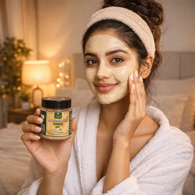 Veora Organics Multani Mitti Face Pack with Neem | Natural Deep Cleansing & Detox Face Mask | Oil Control, Acne Care & Skin Purifying | Chemical-Free Herbal Face Pack | 120g thumbnail 2
