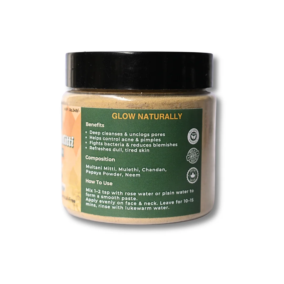 Veora Organics Multani Mitti Face Pack with Neem | Natural Deep Cleansing & Detox Face Mask | Oil Control, Acne Care & Skin Purifying | Chemical-Free Herbal Face Pack | 120g image 5