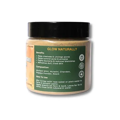 Veora Organics Multani Mitti Face Pack with Neem | Natural Deep Cleansing & Detox Face Mask | Oil Control, Acne Care & Skin Purifying | Chemical-Free Herbal Face Pack | 120g thumbnail 4