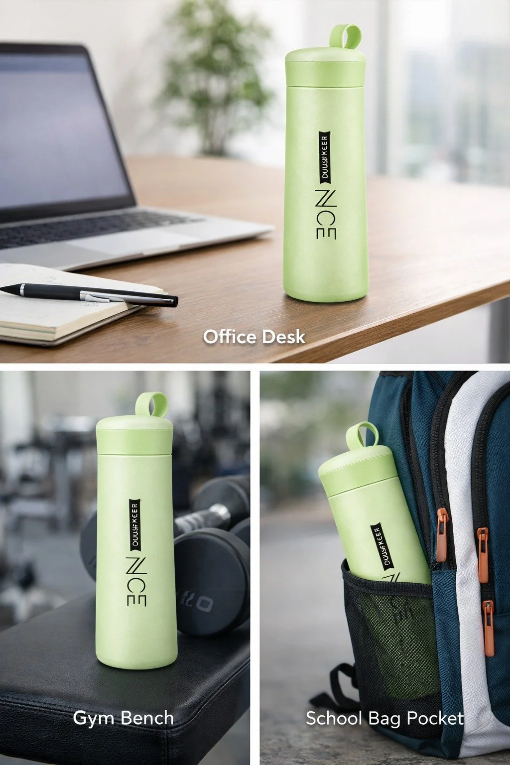 Duusekeer Nice Insulated Stainless Steel Water Bottle 500ml Leak-Proof Vacuum Flask for Office School Gym Yoga Pink Green image 3