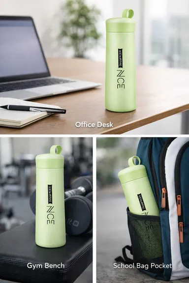 Duusekeer Nice Insulated Stainless Steel Water Bottle 500ml Leak-Proof Vacuum Flask for Office School Gym Yoga Pink Green thumbnail 2