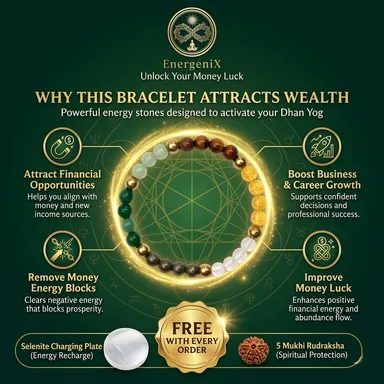 Energenix Money Magnet Dhan Yog Bracelet with Citrine Pyrite Tiger Eye Crystal Beads thumbnail 2