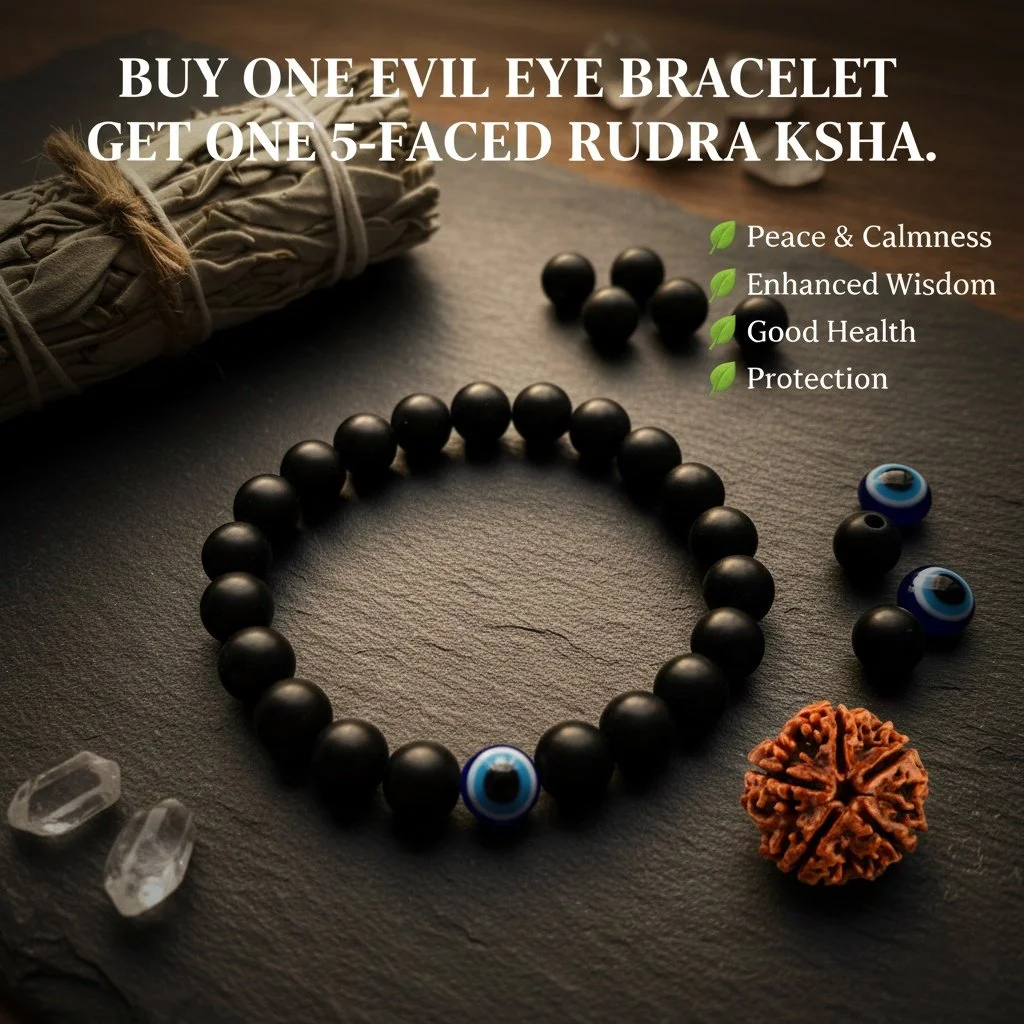 Energenix Black Tourmaline Evil Eye Bracelet Powerful Protection Negative Energy Shield Handmade Natural Stone Beaded Bracelet for Men and Women Grounding Root Chakra Healing Aura Cleansing Crystal Talisman Ward Off Nazar Bad Luck and Anxiety Relief image 2