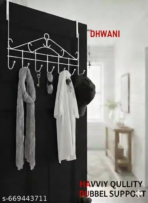 Multi Functional Steel Over The Door Hook Hanger Organizer For Clothes Towel Bag No Drill Door Hanging Rack Space Saving Wall Hook Holder Heavy Duty Home Storage Solution image 4