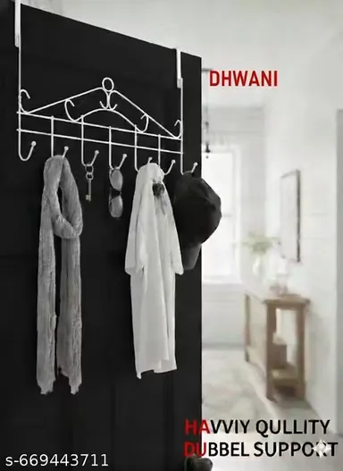 Multi Functional Steel Over The Door Hook Hanger Organizer For Clothes Towel Bag No Drill Door Hanging Rack Space Saving Wall Hook Holder Heavy Duty Home Storage Solution thumbnail 3
